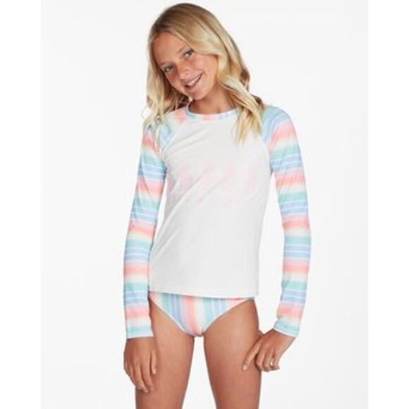 NWOT Billabong Girls Stoked on Stripes Rashguard Top size 10 - Picture 1 of 3